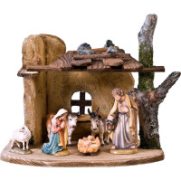 Wooden nativity scene Farm with 7 figures
