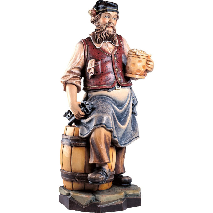 Cellarman wooden statue from lime wood