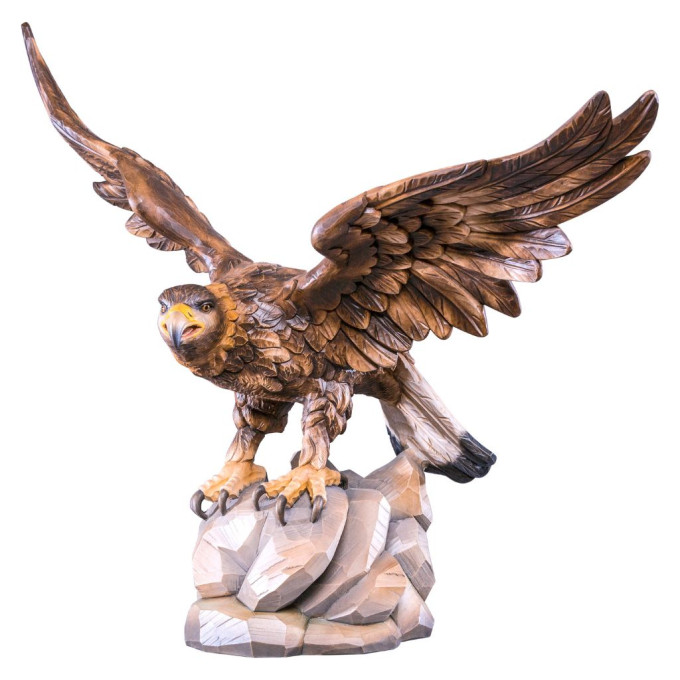 Flying eagle wooden decoration