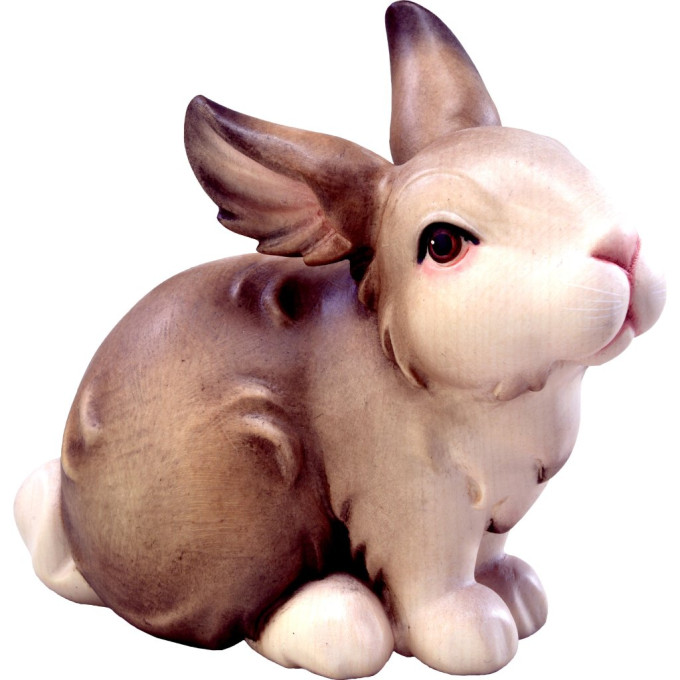 Bunny sitting grey wooden decoration