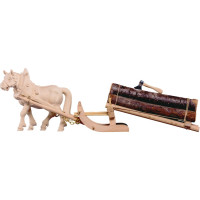 Draft horse with a wooden sleigh from lime wood