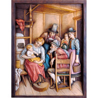 Wooden relief "At the old parents"