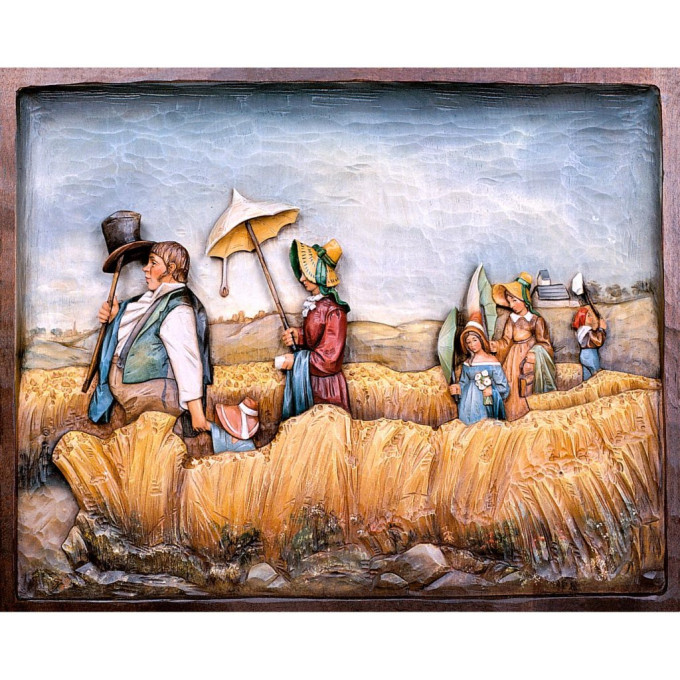 Wooden relief "The Sunday walk" Spitzweg