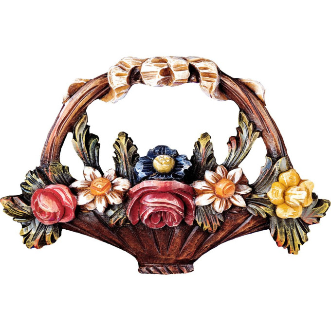 Wooden relief Flower basket from lime wood