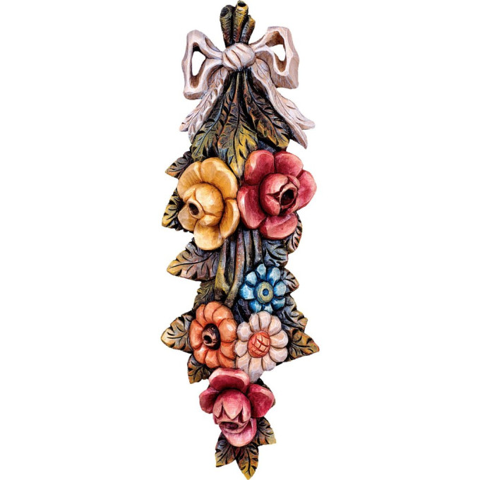 Drevený reliéf  kvety Rosengarten