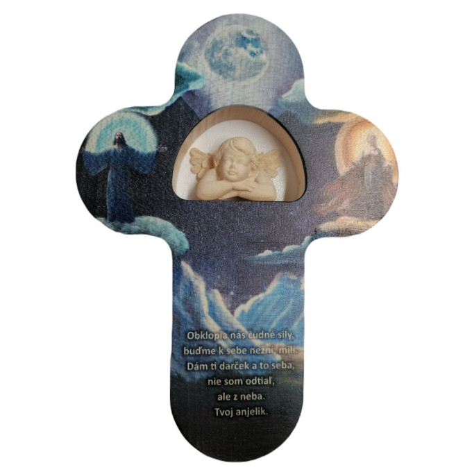 Children's wooden cross with prayer