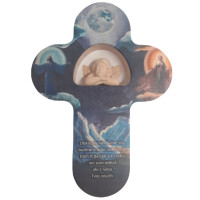 Children's wooden cross with prayer