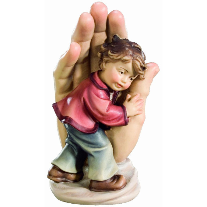 Little boy in protective hand