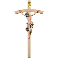 Wooden curved cross with Corpus