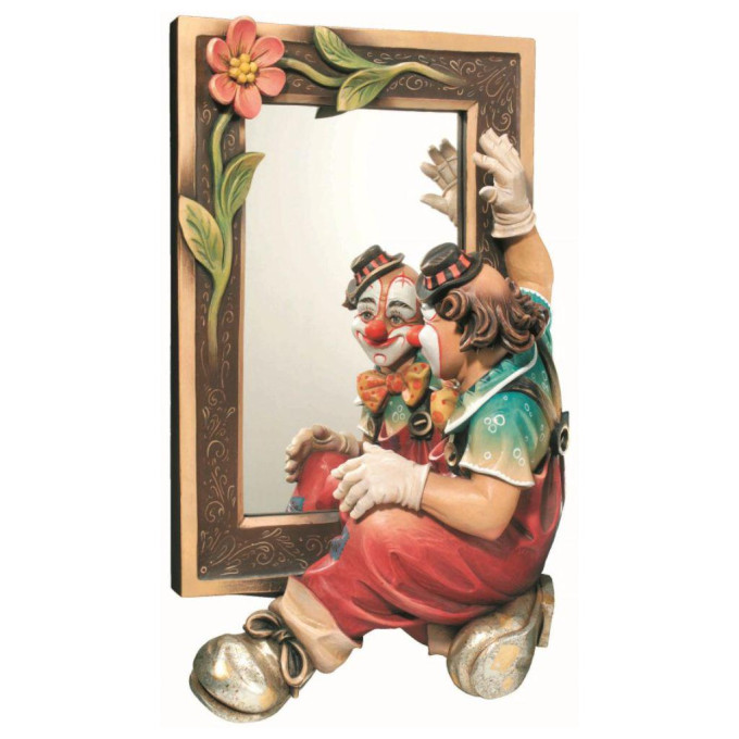 Mirror with a clown on the right