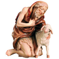 Kľačiaci pastier s ovečkou pre betlehem - Vianočný
