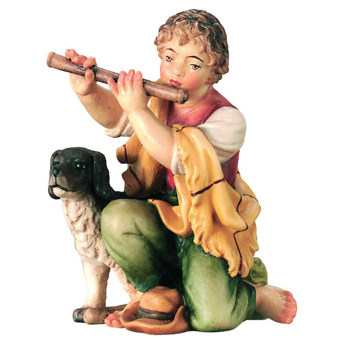 Shepherd with flute and dog for Nativity scene - Royal