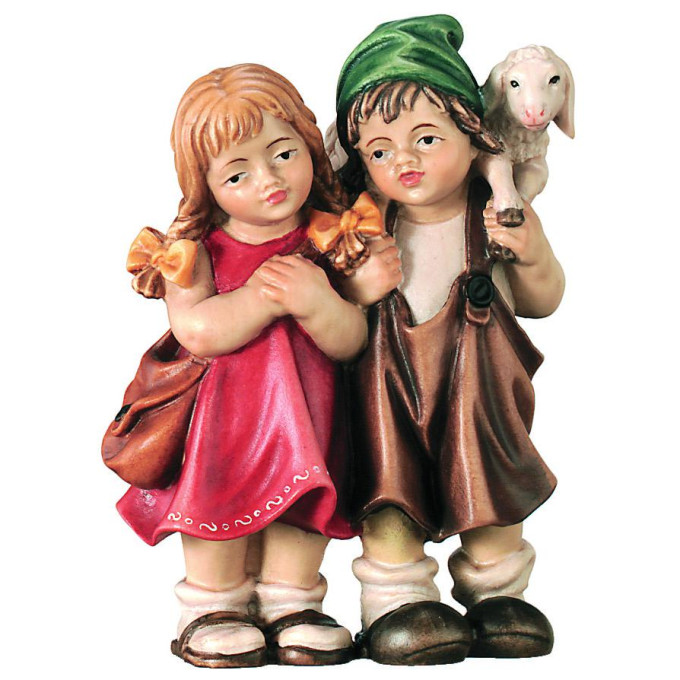 Child couple with a sheep for Nativity scene - Royal
