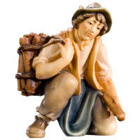 Kneeling shepherd with wood - Peasant