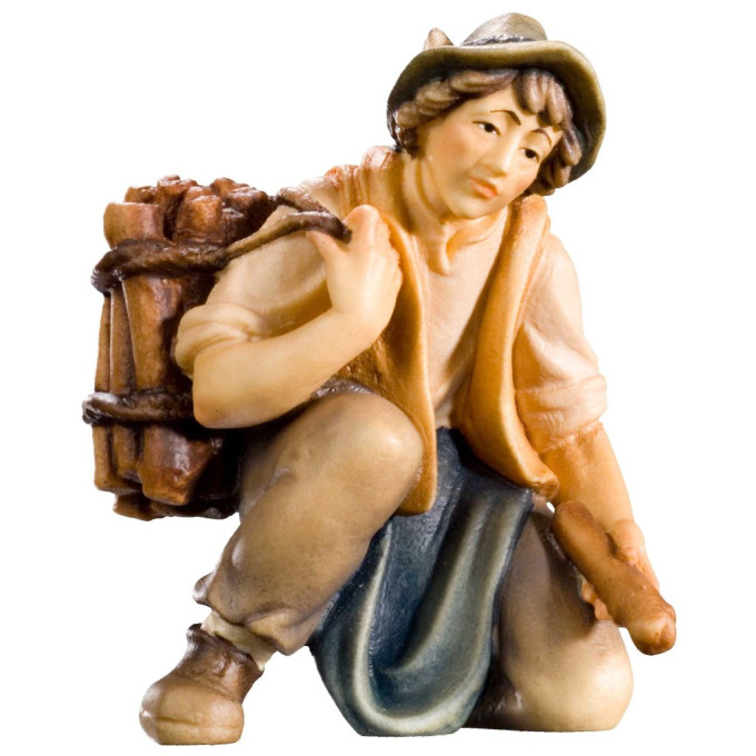 Kneeling shepherd with wood - Peasant