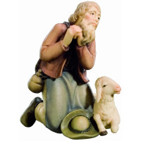 Kneeling shepherd with a sheep - Peasant