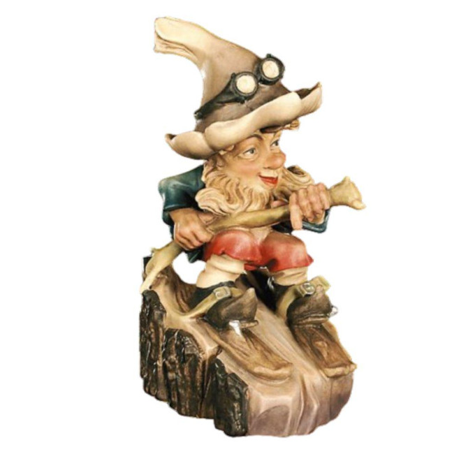 Skier dwarf wooden decoration