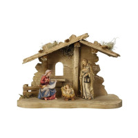 Nativity scene WE with 4 figures and a Tyrolean stable