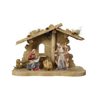 Nativity scene WE with 4 figures and a Tyrolean stable
