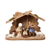 Nativity Set HE with 8 figurines and a Tyrolean stable