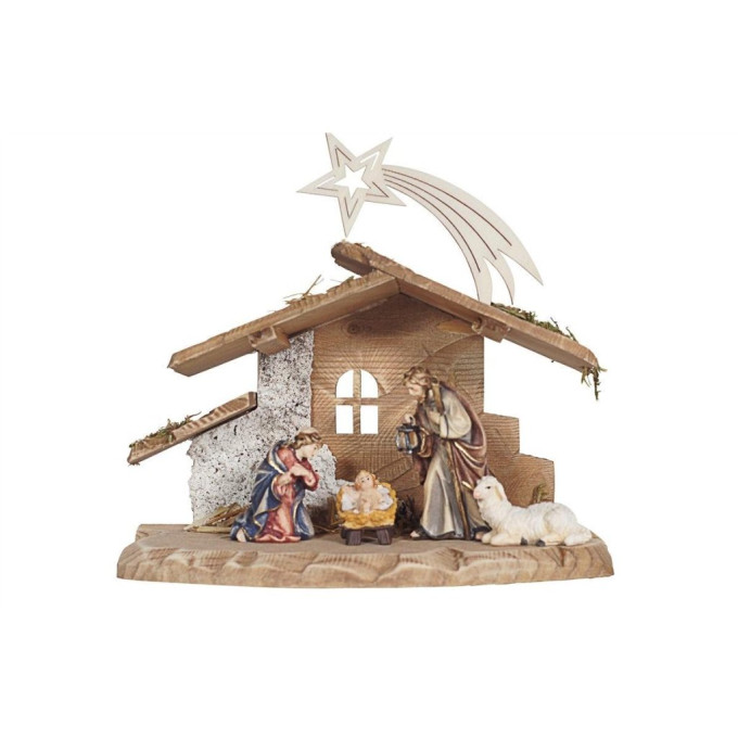 Tyrolean Nativity scene with comet and 4 figurines RA