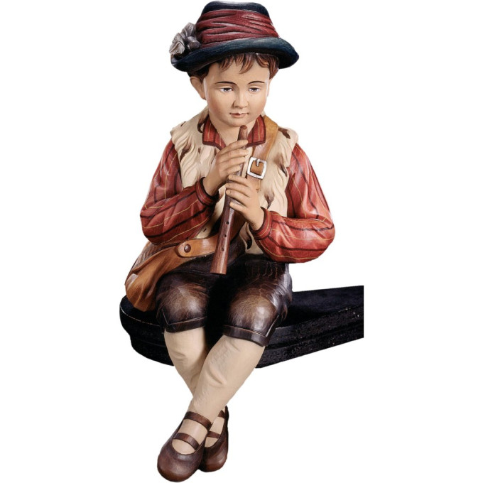 Seated flute player - a boy