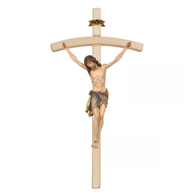 Wooden curved cross of Corpus Siena of fiberglass