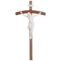Wooden curved cross of Corpus Siena of fiberglass