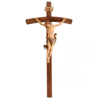 Wooden curved cross of resin Corpus of Leonardo