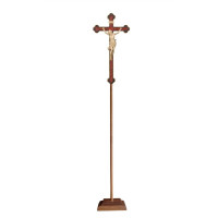 Wooden processional baroque gold cross Corpus Leonardo