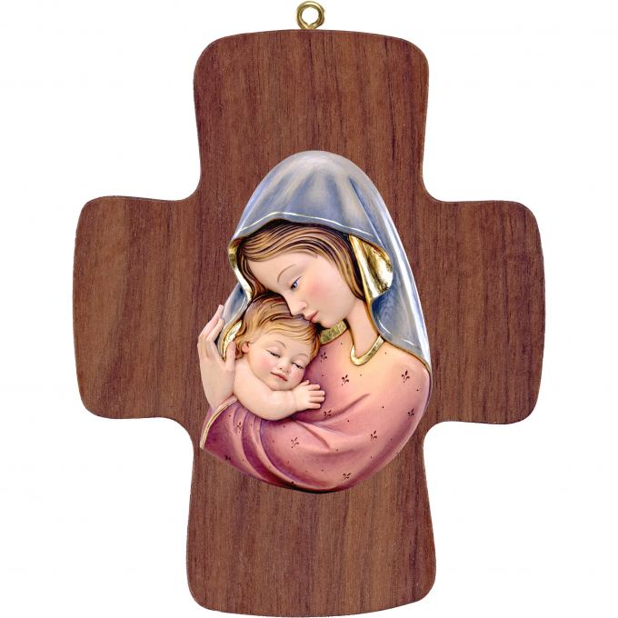 Kríž s Pannou Máriou a dieťaťom červená modrá