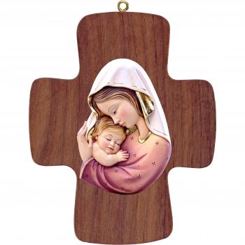 Kríž s Pannou Máriou a dieťaťom biela červená
