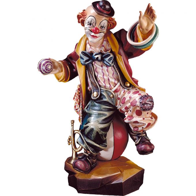 Klaun žonglér drevená socha