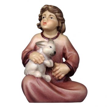 Dievča so zajacom drevená figúrka soška do Betlehema