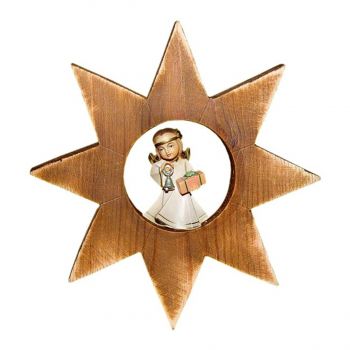 101149 Wooden Angel with Gift Star Ornament