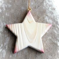 Plná Drevená hviezda červená-dekorácia drevená hviezda-vianočná dekorácia