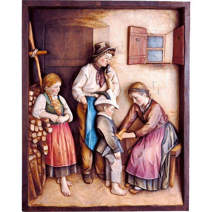 Drevený reliéf malý vojak