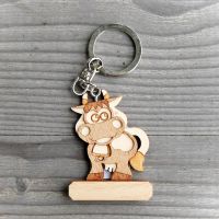 Wooden cow keyring