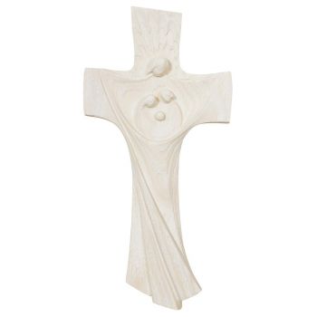 Moderno rustikálny drevený kríž Svätá Rodina 