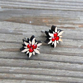 SG3-6 Red Flower Wooden Earrings
