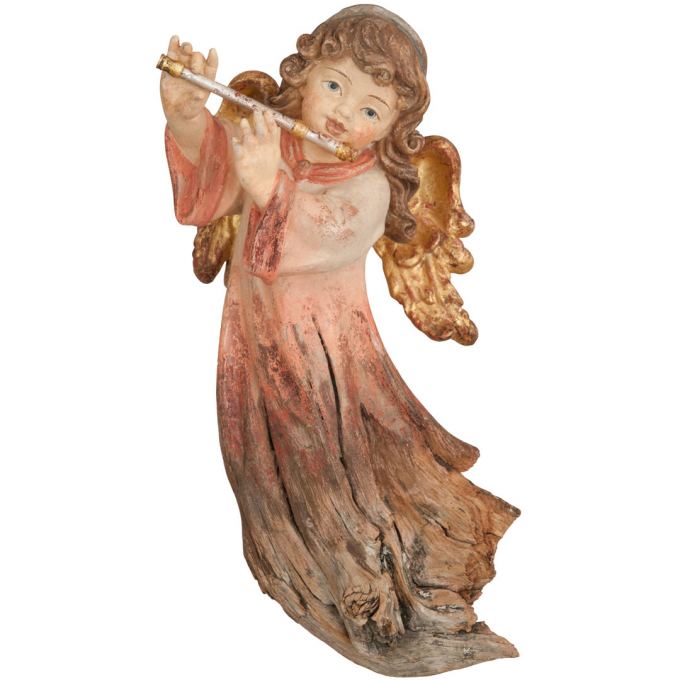  Alpský anjel s flautou koreňová socha