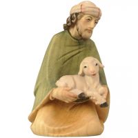 Kľačiaci pastier s ovečkou drevená figúrka soška do Betlehema