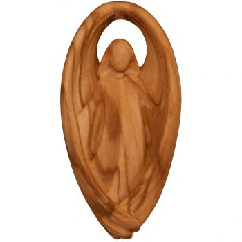 Drevený Amulet Strážny Anjel - olivové drevo
