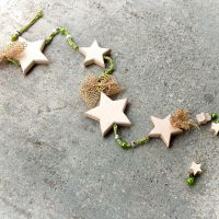 Drevená Girlanda Hviezdy – Natur-závesná girlanda-girlanda hviezdy