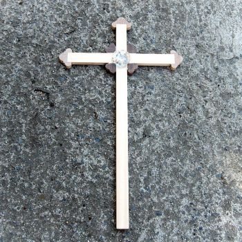 Drevený Kríž s Krištáľom-drevený kríž-darček novomanželom-kresťanské darčeky