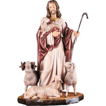 Ježiš Dobrý pastier s ovcami