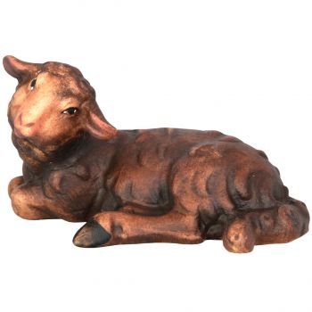 Čierna ležiaca ovečka  drevená soška figúrka zvieratá do Betlehema