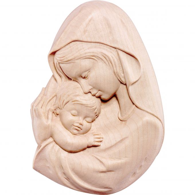Panna Mária s dieťaťom z lipového dreva reliéf