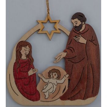 Drevená laserová dekorácia - Svätá rodina (10ks)