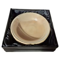 Drevená misa s krištáľom Vitrail Green